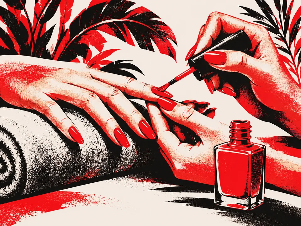 Ilustración de una sesión de manicure