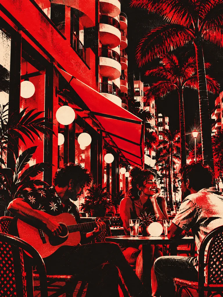 Terraza y música nocturna en Vía Argentina